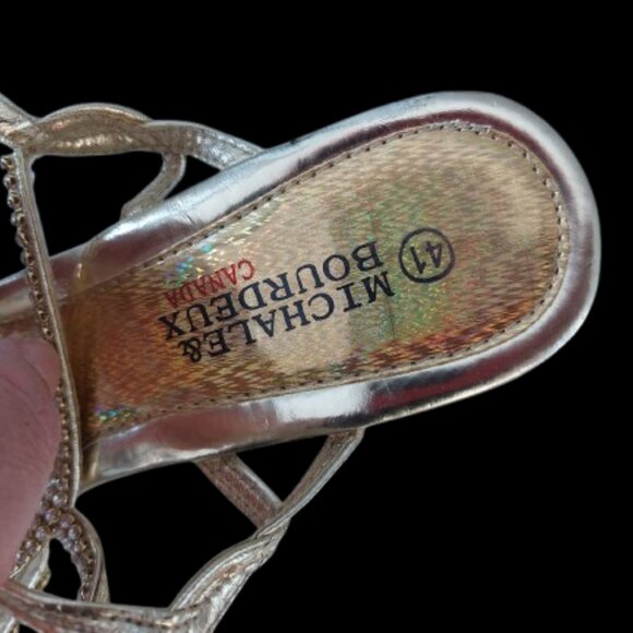 Michale & Bordeaux Rhinestone Silver Sandals Size 41 (equivalent to 9) - Picture 11 of 11